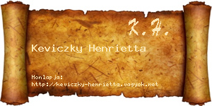 Keviczky Henrietta névjegykártya